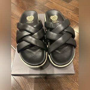 Vince Camuto Black Crisscross Slide Sandals size 8.5 new in box